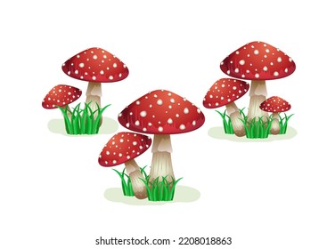 Set Of Mushrooms Isolated On white Background