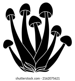 Set of mushrooms vector simple illustration isolated on white background. Silhouette version. Vector mycology. Natural healthy fungus, autumn design.