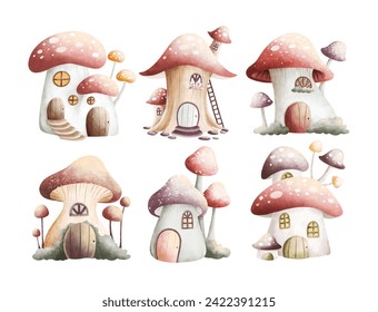 
Set of Mushroon House Clipart