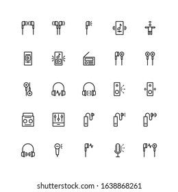 Set of Music, Audio, Everywhere, outline style icon - vector