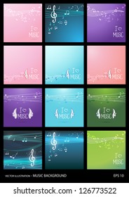 Set of Music Backgrounds - Vector Illustration, Graphic Design Useful For Your Design