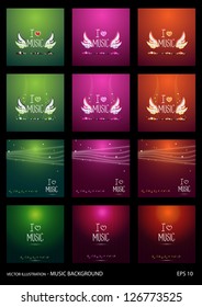 Set of Music Backgrounds - Vector Illustration, Graphic Design Useful For Your Design