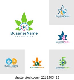 Set of Music Cannabis logo vector template. Creative Cannabis logo design concepts