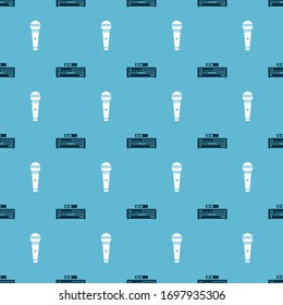 Set Music CD player and Microphone on seamless pattern. Vector