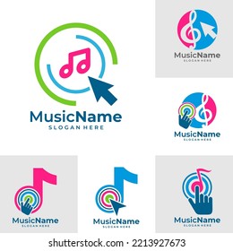 Set of Music Click Logo Vector. Touch Music logo design template