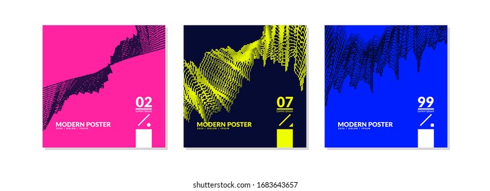 Un conjunto de portadas musicales con elementos abstractos en un estilo plano. Plantilla para el diseño. Fondo vectorial.