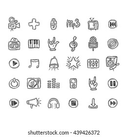 Set of Music Doodle Icons. Vector collection.