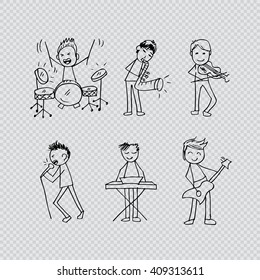 Set of Music. Doodle style.
