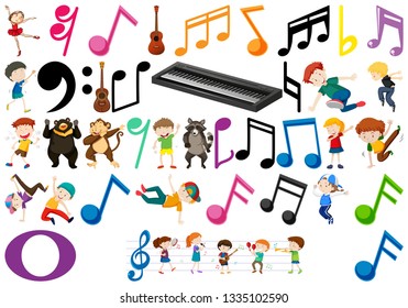 Conjunto de ilustraciones de elementos de música