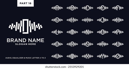 Set of music, equalizer, and audio logo design inspiration combined with letter a to z. part sixten