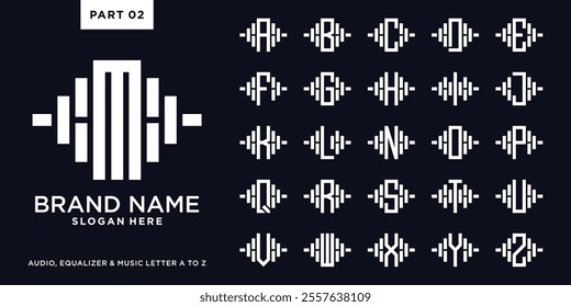 Set of music, equalizer, and audio logo design inspiration combined with letter a to z. part two