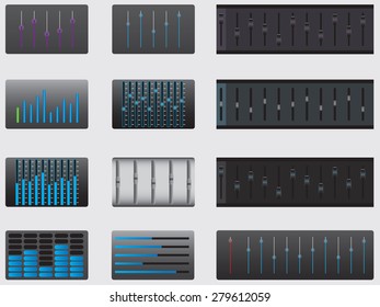 Set of music equalizer illustrated on white