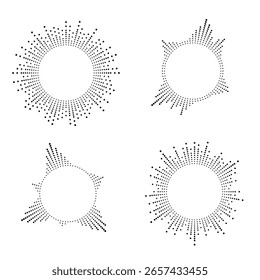 Conjunto de equalizador de música e onda sonora. Vetor isolou ondas sonoras circulares, representando a música de áudio. Coleção de padrões de anel, modelo digital
