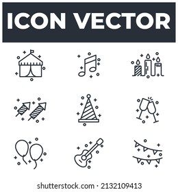 set of Music Festival or party elements symbol template for graphic and web design collection logo vector illustration