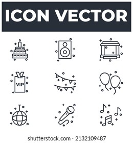 set of Music Festival or party elements symbol template for graphic and web design collection logo vector illustration