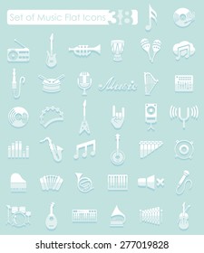 Set of music flat icons for Web and Mobile Applications
