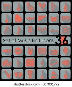 Set of music flat icons for Web and Mobile Applications