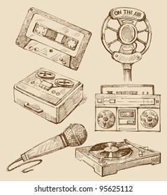 Set of music hand-drawn icons