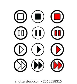 Set music icon in flat.