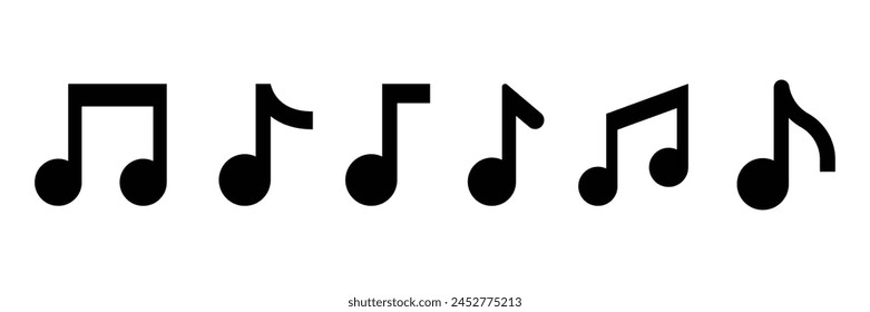 Icono de Conjunto de música. Signo de notación. Símbolo de nota musical. Ilustración vectorial.