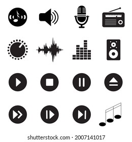 Set of music icons on white background	
