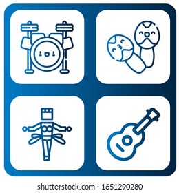 Conjunto de iconos de música. Tales como Drum set, Maracas, Samba, guitarra, íconos de música