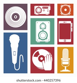 set the music industry devices isolated icon design, vector illustration  graphic 