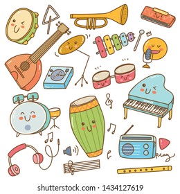 Set Of Music Instrument In Doodle Style