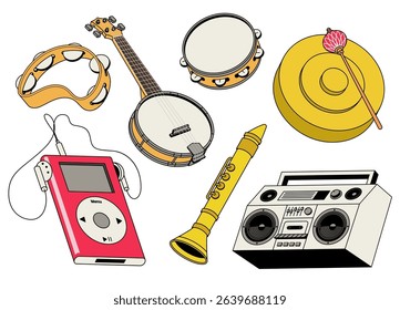 Set Of Music Instrument Illustration Design