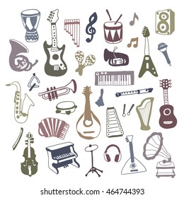 Set of Music Instruments. Beautiful vector design.