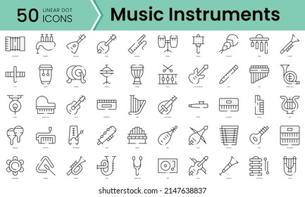 Set of music instruments icons. Line art style icons bundle. vector illustration