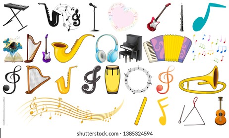 Set of music instruments illustration