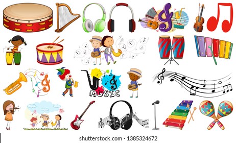 Set of music instruments  illustration