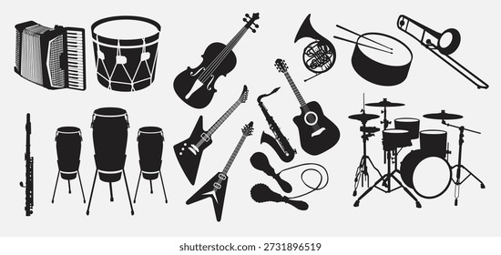 set of music instruments vector illustration