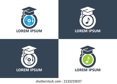 Conjunto de vectores de diseño de plantillas de logotipo de aprendizaje de música