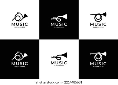 Conjunto de diseño de logotipo de música. saxofón, colección vectorial del icono del jazz.