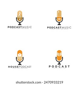 Set music logo design vector with creative idea