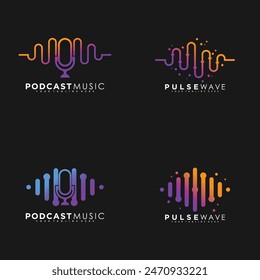 Set music logo design vector with creative idea