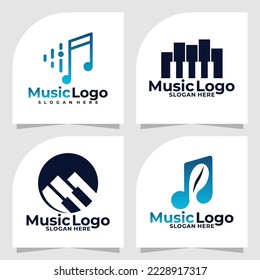 set of music logo vector design template