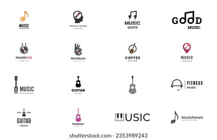 set of music logos collection template