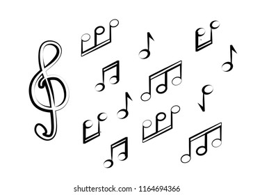 Set of music note doodle 