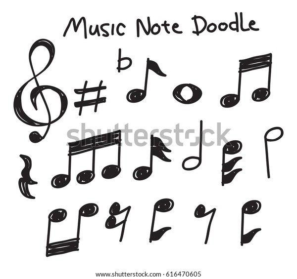 Set Music Note Doodle Stock Vector (Royalty Free) 616470605