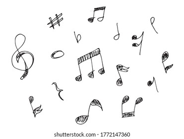 Set of music note doodle isolated on white background.vector illustration.