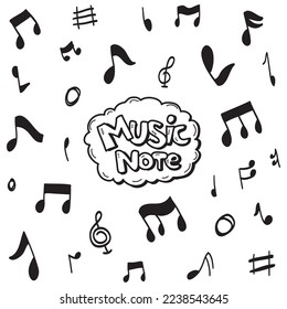 Set of music note doodle. vector illustration