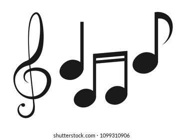 Set music note icons, flat design template, vector illustration