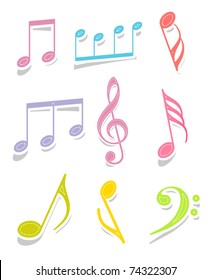 Set of music note labels