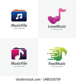 Set of Music Note Logo Design Templates