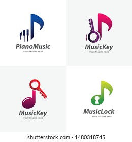 Set of Music Note Logo Design Templates