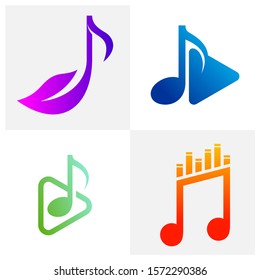 Set of Music Note Logo Design Concept Vector. Note Play Music Logo Template. Icon Symbol. Illustration