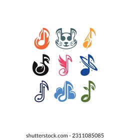 Set of Music Note Logo Design Template, Note Music Logo design vector art